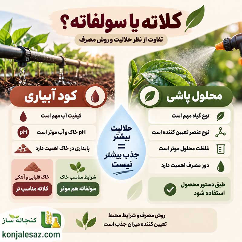تفاوت کود کلاته و سولفاته از نظر حلالیت و روش مصرف