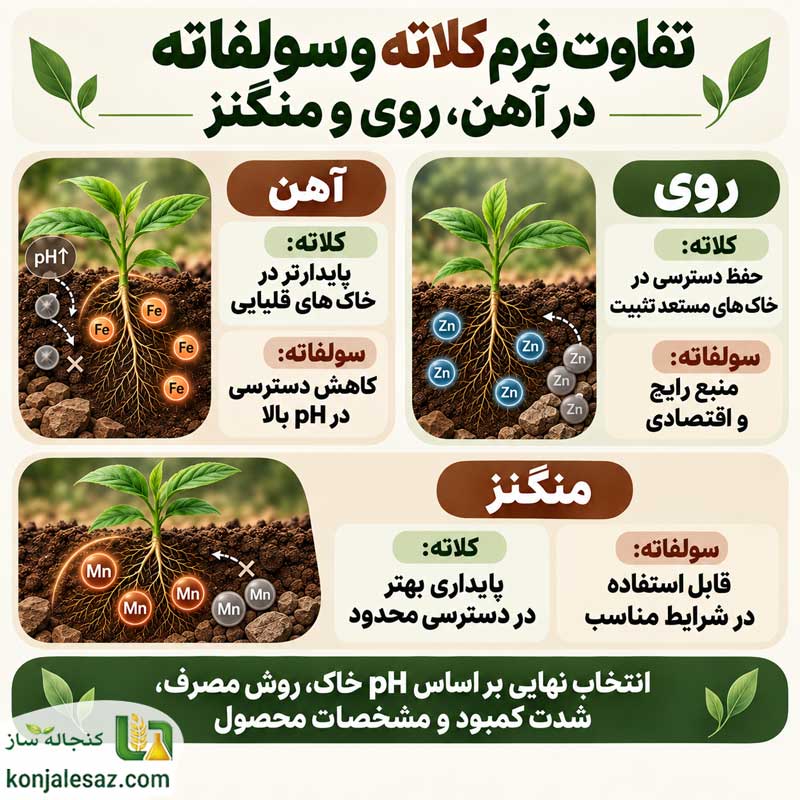 تفاوت فرم کلاته و سولفاته در آهن، روی و منگنز